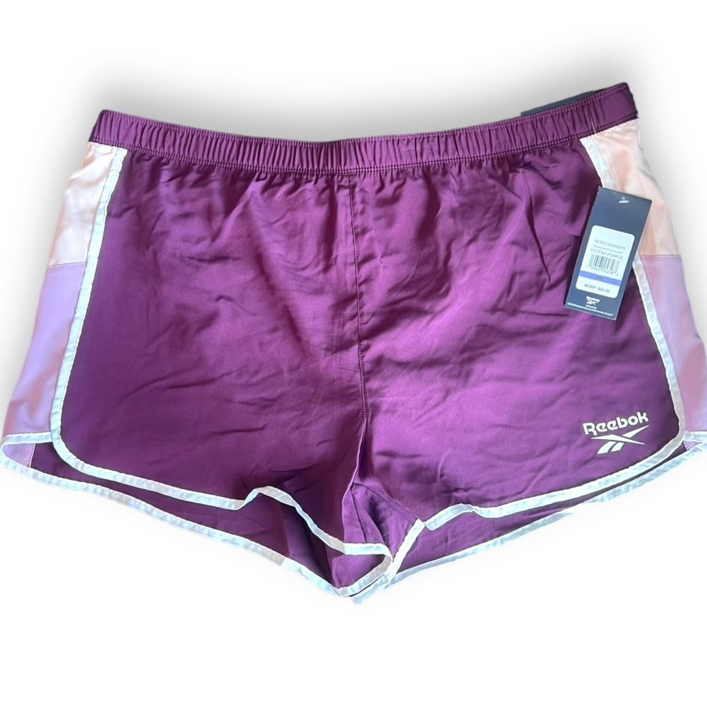 Reebok Women's Relaxed Running Racer Heritage Shorts Potent Purple Size XL NWT
